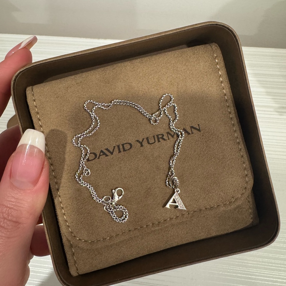 David Yurman Silver 'A' Pendant Necklace
